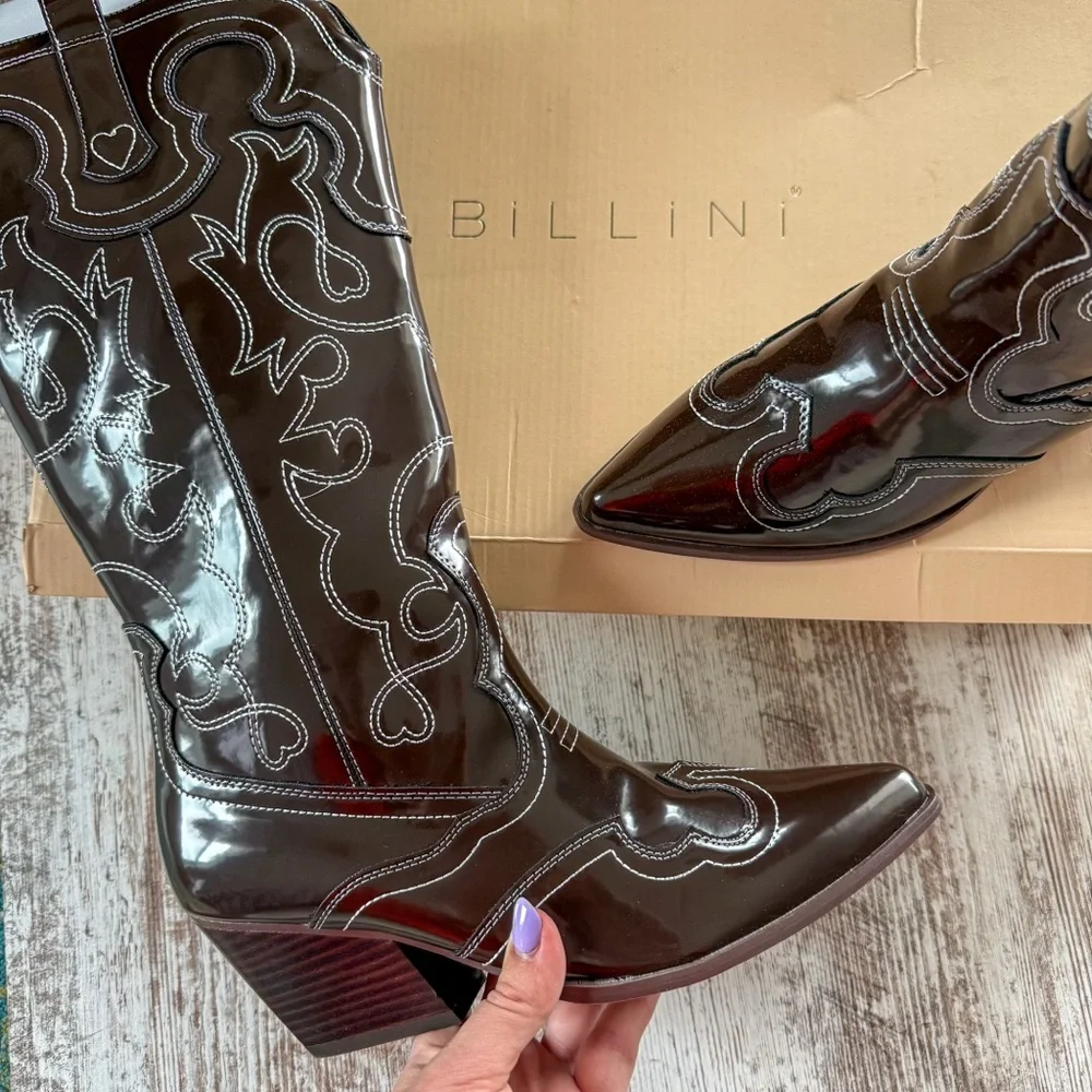 Billini New Zaine Dark Cocoa Shine Western Boots - Picture 1 of 5